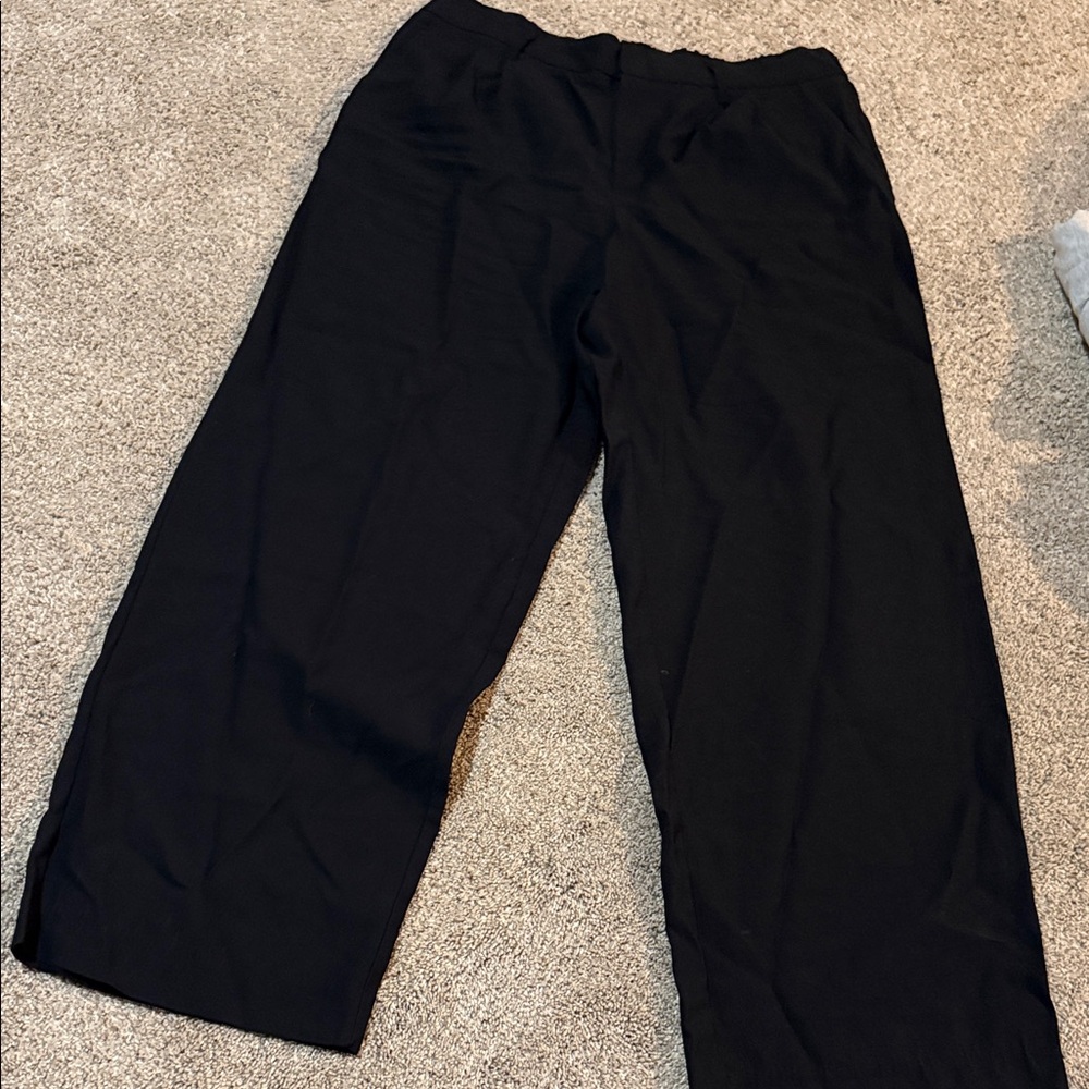 Black Wide-Leg Trouser Pants